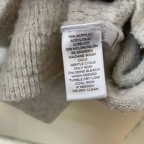 LOFT || Light Grey Waffle Knit Sweater + Wide Sleeves - Picture 3 of 6